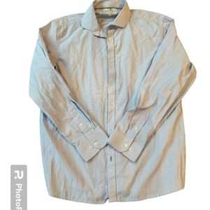 Larsson and co dress shirt - size 16 1/2 - light blue white small stripe
